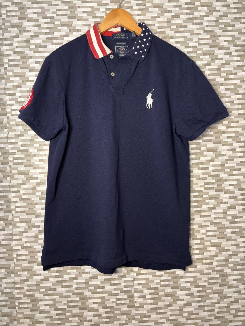 Polo by Ralph Lauren Navy Polo with Star-Striped American Collar